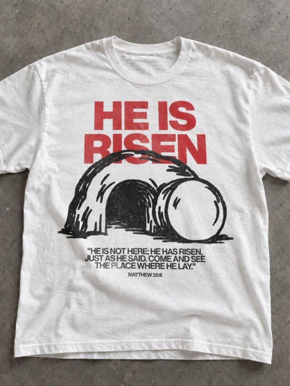 GIldan He Is Risen Christian Graphic Tee